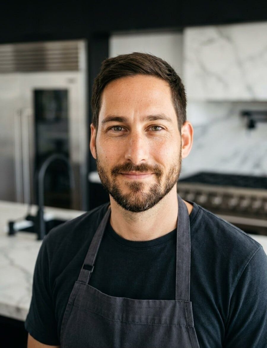 Portrait of Matthias Lorenz, chef and founder of Algarve Purism