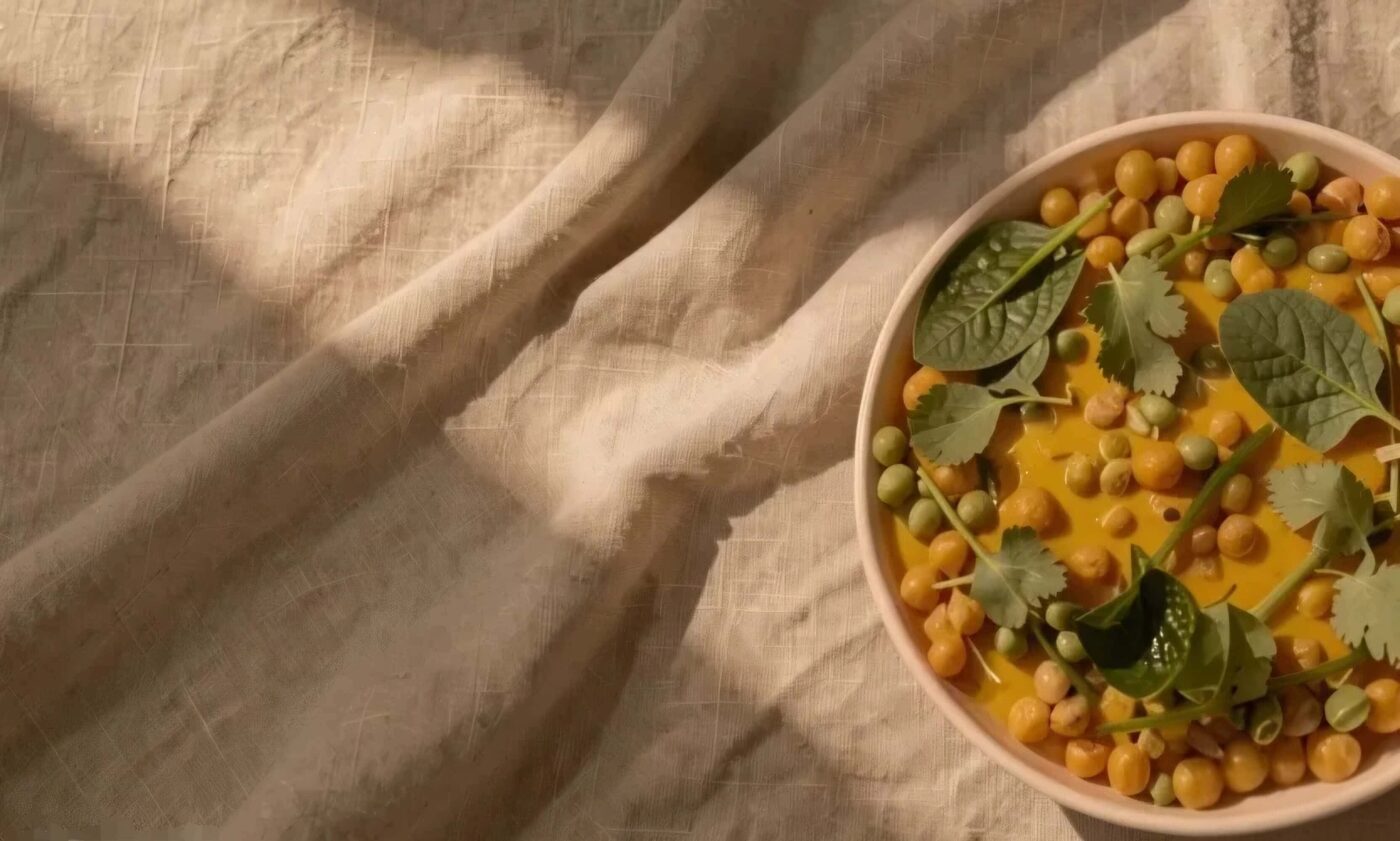 Chickpea bowl on linen