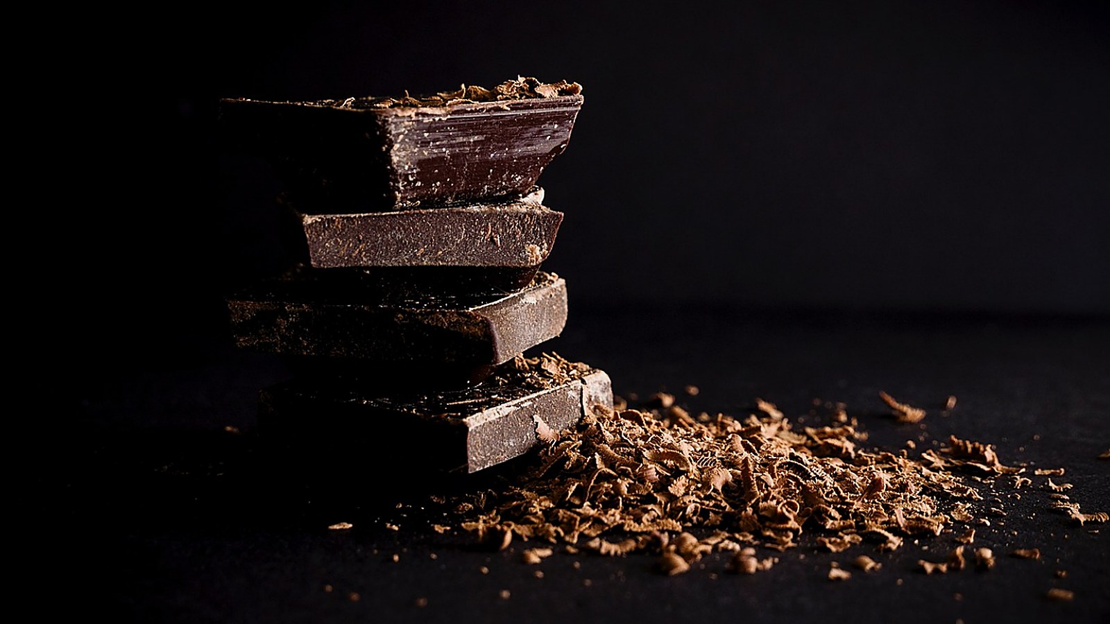 Stacked shards of dark chocolate